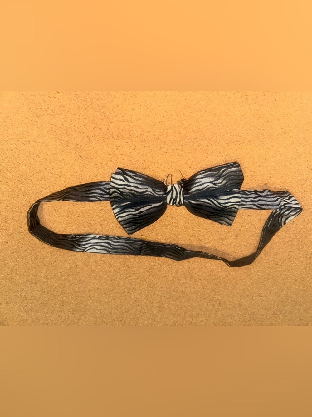 2 for 1. - Zebra Pattern Pre-Tied Bow Tie in Black and Silver